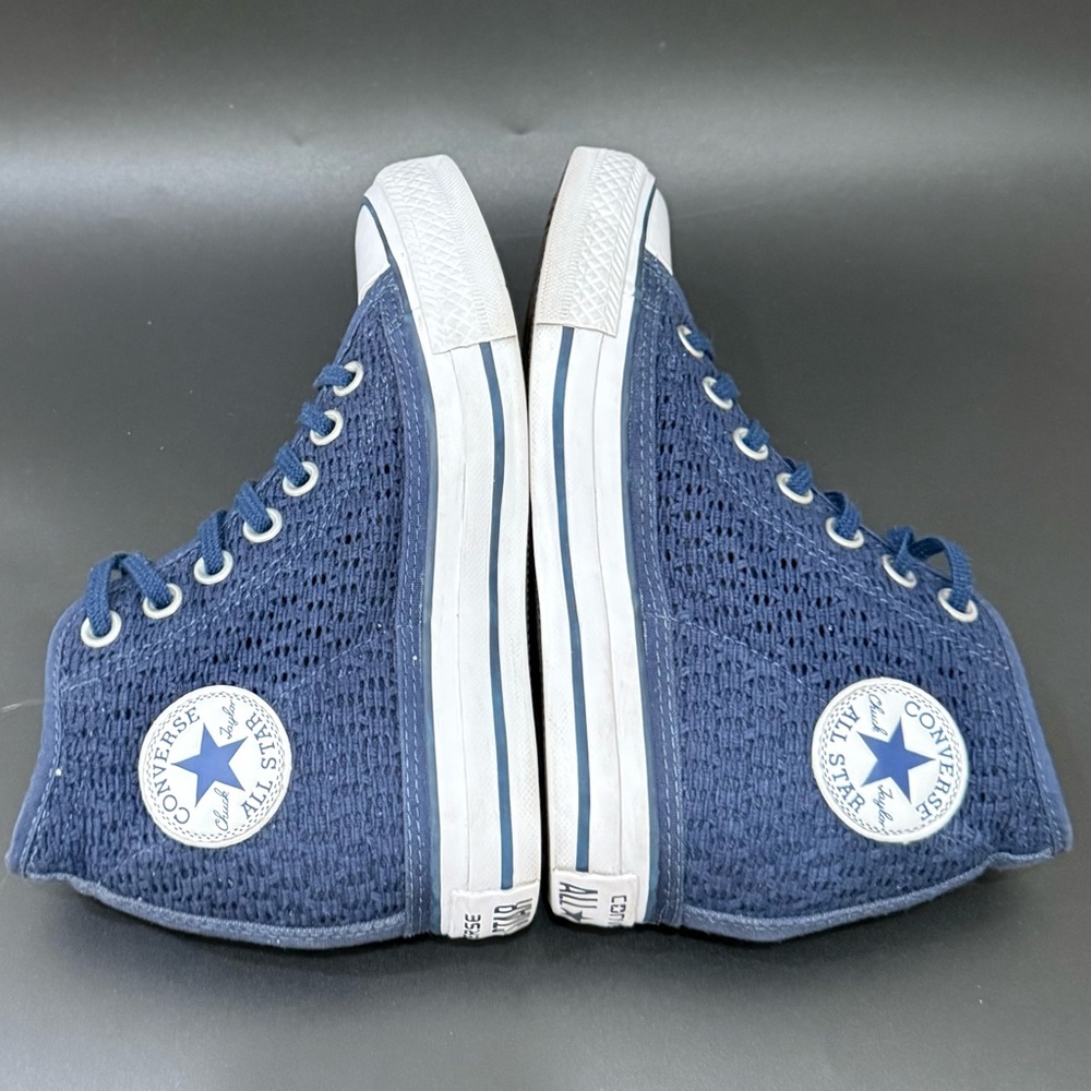 CONVERSE Chuck Taylor All Star Lux Blue Crochet Hidden Wedge Platform Sneakers 5 - Picture 5 of 16